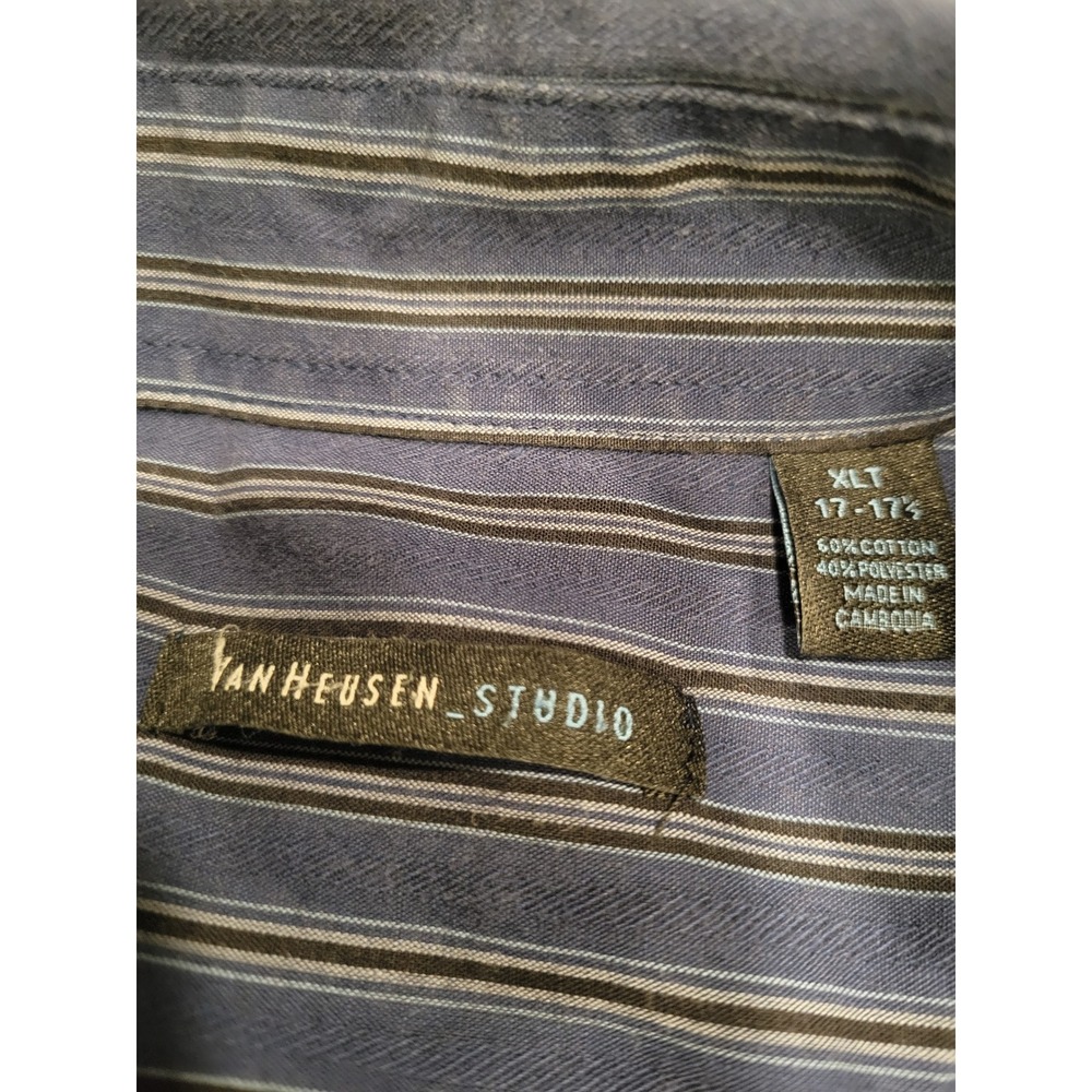 Lot of 2 Van Heusen Studio Mens XLT Tall Striped Long Sleeve Button Down Shirts‎ - Picture 2 of 10